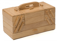 Premium Quality Wooden Sewing Box Solid Pine Light Wood Large (23.5 x 45 x 32cm) Hobby Gift GB9590