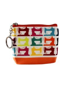 Sewing Themed Fabric Coin Purse With Keyring, Sewing Machines Design