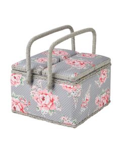 D/W/H Box Size: : 23 x 23 x 13cm Hobby Gift Round Sewing Box Check Design 