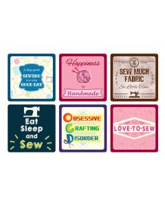6 Pack Of Sewing Themed Coasters