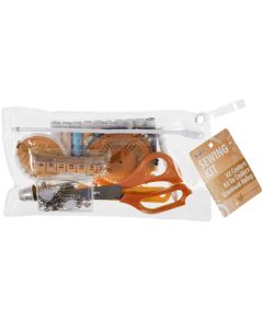Sewing Kit In Clear Pencil Case in Orange