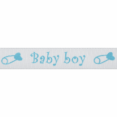 Bowtique 15mm Blue Grosgrain Baby Boy Ribbon (5m spool)