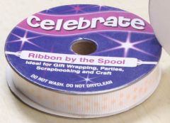 Celebrate RA19909/36 Baby Pink Spot Grosgrain Ribbon, 5m x 9mm Celebrate Ribbon RA19909-36