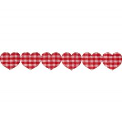 Gingham Heart Trim: 25m x 15mm: Red