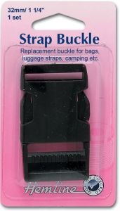 Hemline H454.32.B Black Quick Release Travel Bag Strap Buckle, 32mm, 1 Set Hemline H454-32-B