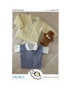 UKHKA/57 Cable Sweater and Slipover Child Double Knitting Pattern UK Home Knitting Association UKHKA-57