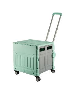 Plastic Folding Trolley Green | Craft/Sewing and Hobby Box with Wheels | 47 x 46 x 39cm Sewing Online YN8806-GREEN