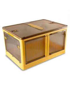Plastic Folding Storage Box on Wheels 98l Yellow Stackable Bins with 5 doors for Craft, Sewing, Home and Office Storage Sew Stylish YN8888-Yellow