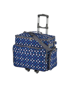 Sewing Online Sewing Machine Trolley Bag on Wheels, Navy Polka Dot | 47 x 35 x 23cm | Sewing Machine Storage for Janome, Brother, Singer, Bernina, and Most Machines - PT750-NAVY-POLKA