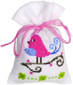 Counted Cross Stitch Kit Pot Pourri Bag Pink Bird Vervaco PN-0147232