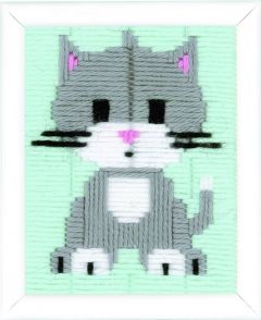 Long Stitch Kit Grey Kitty Vervaco PN-0147443