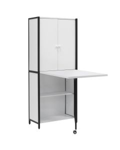 Craft/Sewing Armoire White Storage Cabinet with Black Frame & Legs,Table with swing out leg,Multipurpose: Quilting/Craft Table/Computer Desk/Kitchen Table Sewing Online 13387