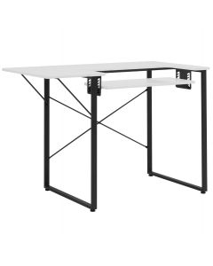 Small Sewing Table White Top with Black Legs, Sewing Machine Table with Adjustable Platform and Drop Leaf Extension, Multipurpose: Use as a Quilting/Craft Table or Gaming/Computer Desk, 13405 Sewing Online 13405