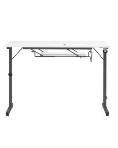 Folding Sewing Table White Top with Black Legs, Sewing Machine Table with Adjustable Platform, Folding Legs for Easy Storage and Transport Wheels, Quilting/Craft Table/Gaming/Computer Desk Sewing Online 13399