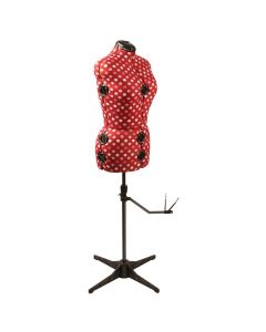 Adjustable Dressmakers Dummy in Red Polka Dot with Hem Marker, Dress Form Sizes 10 to 16, Pin, Measure, Fit and Display your Clothes on this Tailors Dummy Sewing Online SW5917A