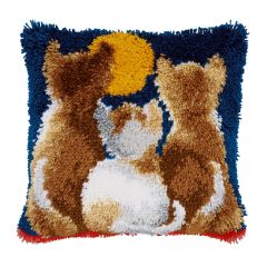 Latch Hook Cushion Kit: Cats at Night Vervaco PN-0021651