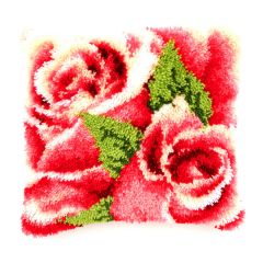 Latch Hook Cushion: Pink Roses Vervaco PN-0146445