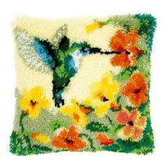 Latch Hook Cushion Kit: Hummingbird & Flowers Vervaco PN-0146770