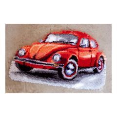 Latch Hook Rug: Red Beetle Car Vervaco PN-0147487