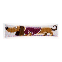 Printed Cross Stitch Draught Excluder: Dachshund In Jacket Vervaco PN-0150030