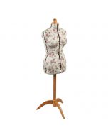Rosebuds Adjustable Dressmakers Dummy with Wooden Stand