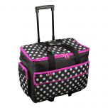 Sewing Machine Trolley Bag Black and White Spot with Pink Trim 53 x 41 x 29cm