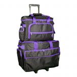 Sewing Machine Trolley Bag with Machine/Overlocker Bag  Black with Purple Trim