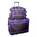 XL Sewing Machine Trolley Bag with Machine/Overlocker Bag Black with Purple Trim