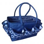 Everything Mary Craft Organiser Bag, Blue & White - Collapsible Caddy and Tote with Compartments for Sewing, Scrapbooking, Paper Craft, and Art - EVM12452-1