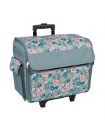 Everything Mary Sewing Machine Trolley Bag on Wheels, Grey & Multicolour Floral - Sewing Machine Storage Case for Brother, Singer, Bernina, and Most Machines - EVM8800-15