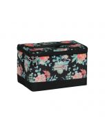 Everything Mary Sewing Box with Compartments, Black Floral Design - Collapsible Storage and Organiser Basket for Sewing Supplies, Accessories, Thread, Needles, and Scissors - EVM13204-1