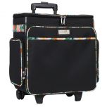 Everything Mary Craft Trolley Bag, Black & Floral - Craft Organiser on Wheels for Sewing, Scrapbooking, Paper Craft, and Art - Storage Case for Supplies and Accessories - EVM6362-10