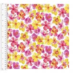 Cotton Craft Fabric 110cm wide x 1m | Tropicale Flowers | 13781-WHITE