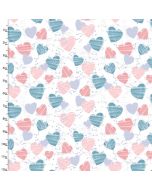 Brushed Cotton Craft Fabric 110cm wide x 1m Mommy and Me Collection - Hearts