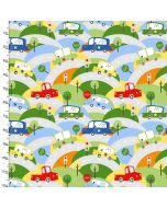 Cotton Craft Fabric 110cm wide x 1m Drivers Wanted Flannel Collection-Curve Ahead
