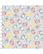 Cotton Craft Fabric 110cm wide x 1m Small & Mighty Flannel Collection-Elephants