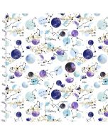 Cotton Craft Fabric 110cm wide x 1m Magical Galaxy Metallic Collection-Stars & Planets