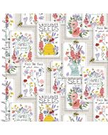 Cotton Craft Fabric 110cm wide x 1m Feed The Bees Collection-Wild Flower Seeds