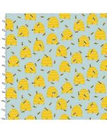 Cotton Craft Fabric 110cm wide x 1m Feed The Bees Collection-Bee Hives