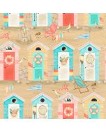 Cotton Craft Fabric 110cm wide x 1m Beach Travel Collection-Beach Huts