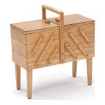 3 Tier Wooden Cantilever Sewing Box with Legs - Light Wood Shade
