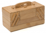 Premium Quality Wooden Sewing Box Solid Pine Light Wood Large (23.5 x 45 x 32cm)