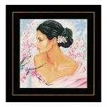Counted Cross Stitch Kit: Lady with Blossoms (Linen)