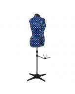 Sewing Online Adjustable Dressmakers Dummy, in Blue Polka Dot with Hem Marker, Dress Form Sizes 10 to 20 - Pin, Measure, Fit and Display your Clothes on this Taylors Dummy - SW5918