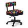 <strong>Hydraulic Sewing Chair with Underseat Storage</strong> <span>Black/Multicolour Buttons Design & Black Wooden Base - Lumbar Support, Lift Mechanism, 5 Star 360deg Swivel Base on Casters. Sewing Room/Home Office</span> <em>Sewing Online HT2013</em>