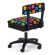<strong>Hydraulic Sewing Chair with Underseat Storage</strong> <span>Black/Multicolour Buttons Design & Black Wooden Base - Lumbar Support, Lift Mechanism, 5 Star 360deg Swivel Base on Casters. Sewing Room/Home Office</span> <em>Sewing Online HT2013</em>