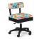 <strong>Hydraulic Sewing Chair with Underseat Storage</strong> <span>Blue/Multicolour Notions Design & Black Wooden Base, Lumbar Support, Lift Mechanism, 5 Star, 360deg, Swivel Base on Casters. Sewing Room/Home Office</span> <em>Sewing Online HT2015</em>