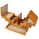 <strong>Large Wooden Cantilever Sewing Box</strong> <span>Stained Wood with Rosebud Design Interior, 45x28x23cm, 4 Tier Storage Organiser Box with Compartments for Sewing Supplies, Accessories, Thread, Needles, etc</span> <em>Sewing Online LW5191</em>