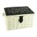 <strong>Medium Sewing Basket</strong> <span>Cream with Black Pins Print Lid | 26 x 19 x 15cm | Storage and Organiser Box with Compartments for Sewing Supplies, Accessories, Thread, Needles and Scissors</span> <em>Sewing Online FM-014</em>
