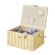 <strong>Medium Sewing Basket</strong> <span>Cream with Embroidered Buttons Lid | 26 x 19 x 15cm | Storage and Organiser Box with Compartments for Sewing Supplies, Accessories, Thread, Needles and Scissors</span> <em>Sewing Online FM-001</em>